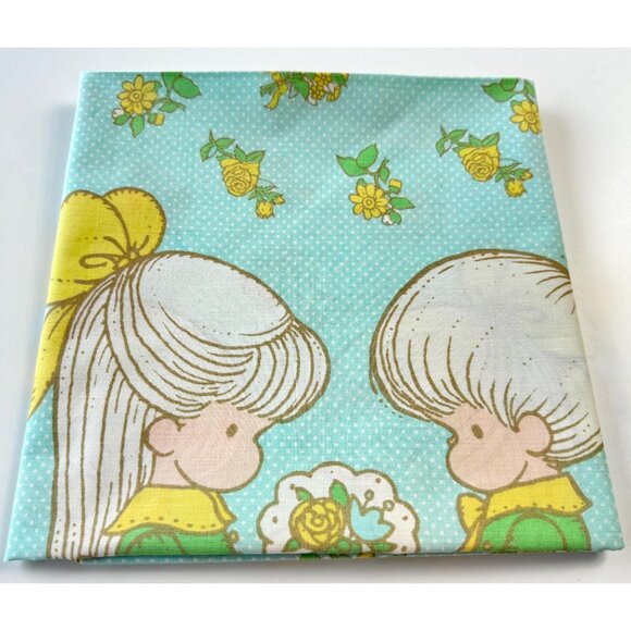 Vintage 70s single pillowcase, juvenile, little boy & girl with bouquet, Wolfpit - Picture 8 of 9
